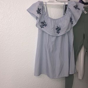 Blue off-the-shoulder top